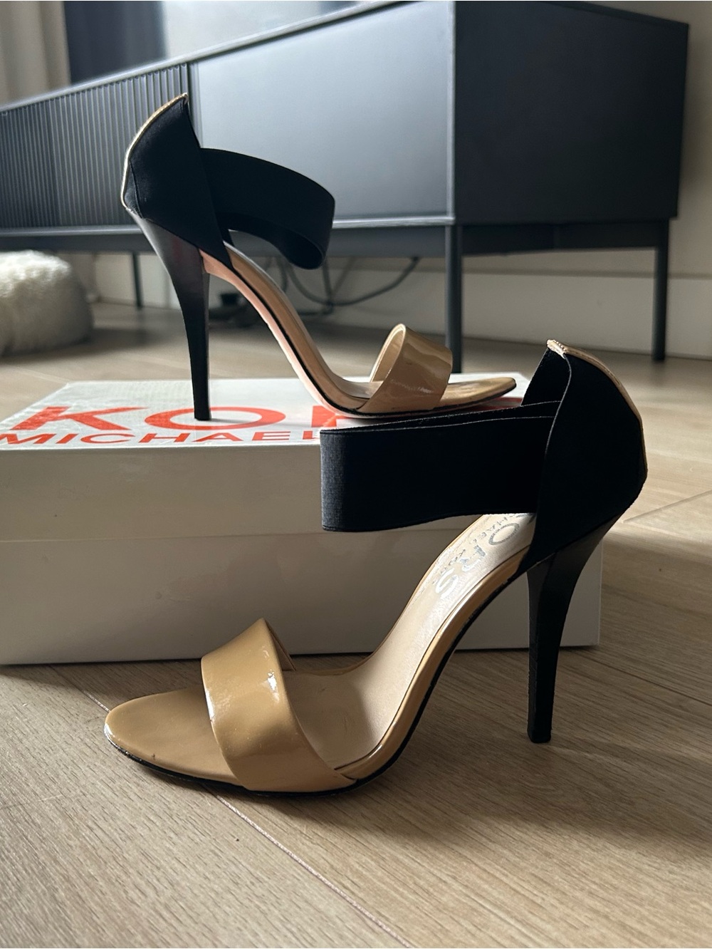 Michael Kors Women’s Two-Tone Beige and Black High Heel Sandals